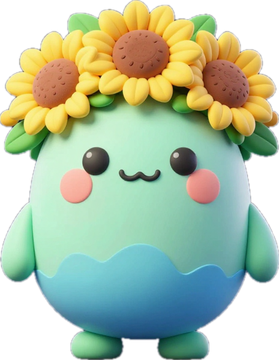 Filiz wearing a crown of sunflowers